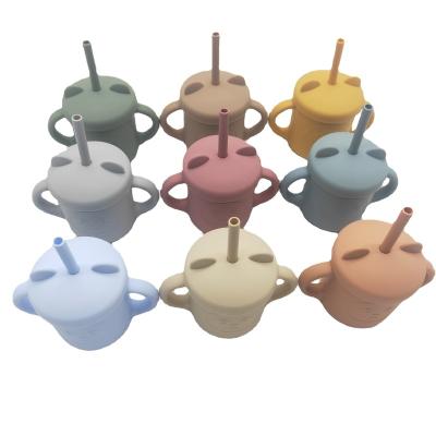 China Free Sample BPA Free Silicone Baby Sippy Cups BPA Free Sipping Silicone Baby Training Cups Safe With Straw for sale