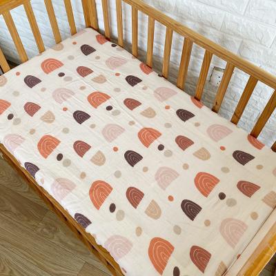 China Breathable Soft Organic Bamboo Muslin Gauze Fitted Crib Sheet for sale