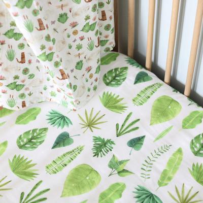 China Baby Age Size 70% 30% Cotton Muslin Fabric Breathable Bamboo Crib Fitted Sheet for sale