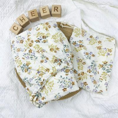 China Folded Soft Organic 100% Cotton Vintage Flower Baby Crib Fitted Sheet for sale