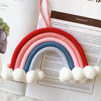 China Hot Selling Ins Cloth Woven Rainbow Wall Decor Cotton Rope Macrame For Baby Room Decoration for sale