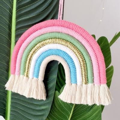 China Colorful Cloth Cotton Baby Toy Home Decor Macrame Rainbow Wall Hanging for sale