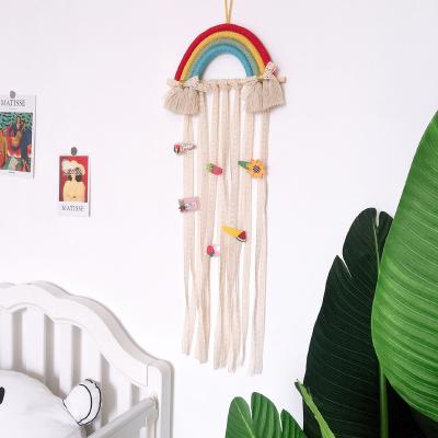 China Fabric Kids Hair Accessories Arrange Macrame Rainbow Wall Hanging for sale