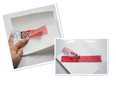 China PET-klebbare veiligheidslabels / manipulatiebestendige labels met waterlijm Te koop