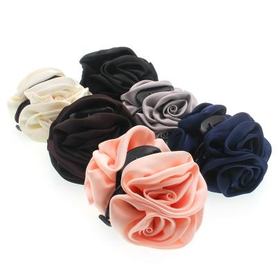 China Decoration BSCI Factory Audit Flower Hair Clip Cloth Plastic Hair Claw Clip for sale