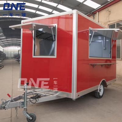 China Modern Towable Carting Trailer mobile coffee shop ice cream truck fully equipped small food truck food trailer with full kitchen equipments for sale