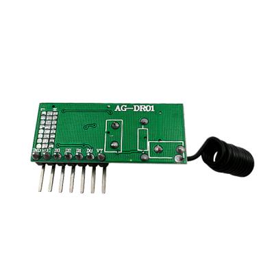 China AB-DR01 universal high sensitivity superheterodyne decoding receiver module fixed code with PT2272 chip for sale