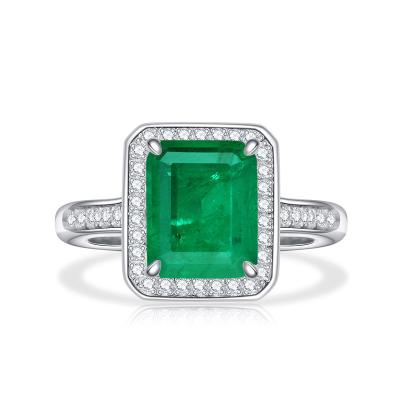 China Vintage 925 Sterling Silver Created Emerald Ring for sale