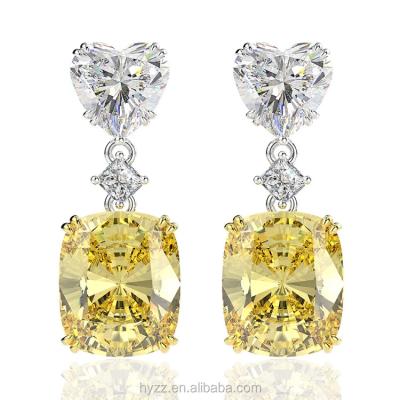 China 925 Sterling Silver Luxury Luxury Lab Diamond Heart Stud Earrings for sale