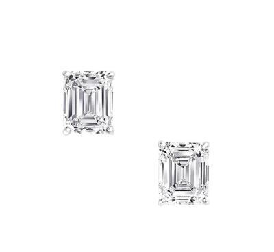 China CLASSIC 925 Sterling Silver Emerald Cut Created Moissanite Earrings for sale