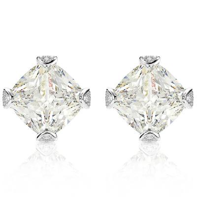 China Luxury 925 Sterling Silver Created Moissanite Wedding Engagement Earrings Studs Fine Jewelry Wholesale for sale