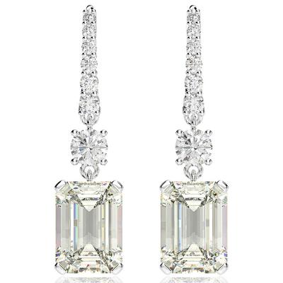 China Luxury 925 Sterling Silver Emerald Cut Created Moissanite Drop Dangle Fine Earrings Jewelry Wholesale for sale