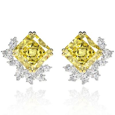 China Luxury Fine Jewelry Wholesale 925 Sterling Silver Lab Diamond Created Moissanite Citrine Earrings for sale