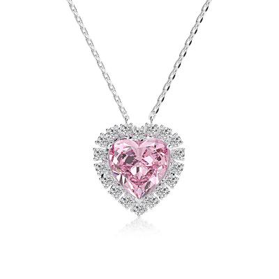 China CLASSIC 925 Sterling Silver Heart Created Moissanite Pendant Necklace for sale