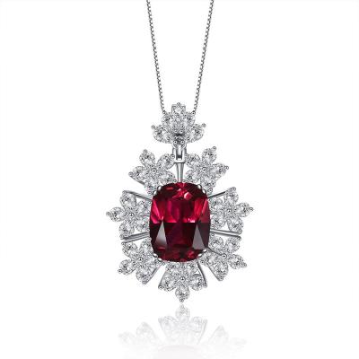 China CLASSIC 925 Sterling Silver Created Moissanite Ruby Pendant Necklace for sale