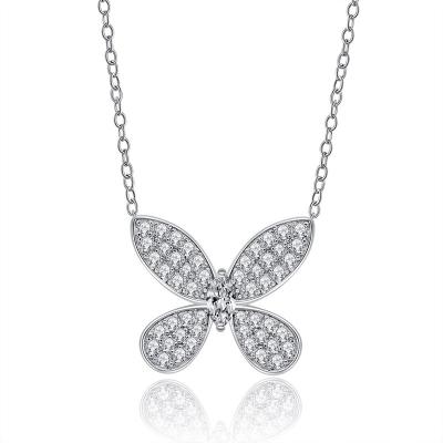 China Classic 925 Sterling Silver Created Moissanite Butterfly Pendant Necklace for sale