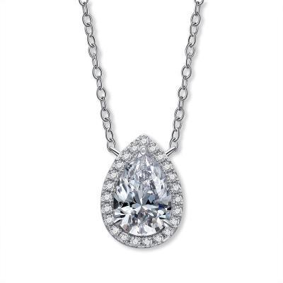 China CLASSIC 925 Sterling Silver Pear Created Moissanite Pendant Necklace for sale