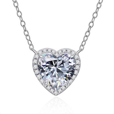 China CLASSIC 925 Sterling Silver Heart Created Moissanite Pendant Necklace for sale