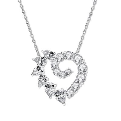 China CLASSIC 925 Sterling Silver Heart Created Moissanite Pendant Necklace for sale