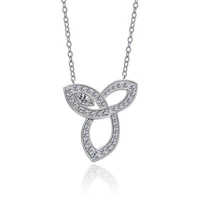 China Classic 925 Sterling Silver Created Moissanite Leaf Pendant Necklace for sale