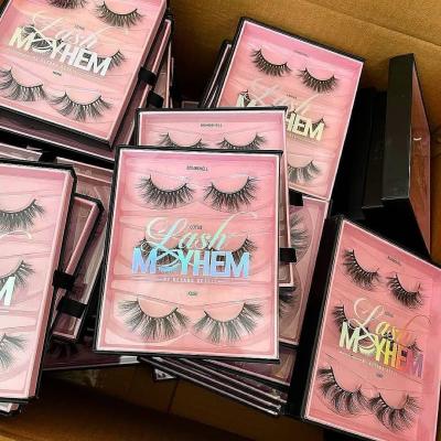 China Natural custom create your own brand eyelash boxes wholesale empty lash book with lash glue and natural 3d mink eyelashes lashes book for sale