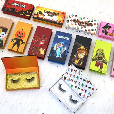 China Hot Selling Sweet Candy Winged Eyelash Case With Cruelty Free Natural 3d Mink Eyelash Lashes New Halloween Eyelash Packaging for sale