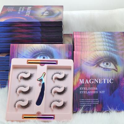 China Wholesale Natural Mink Magnetic Eyelashes Luxury Magnetic Eyelashes With Magnetic Eyeliner Lashes Vendor Customized Boxes for sale