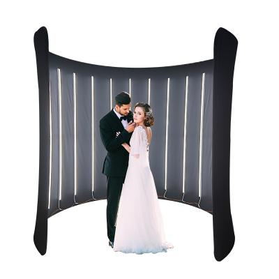 China Fashion Vogue Cloth Photo Booth Portable Fence Black Inflatable Photo Booth Fence 360 ​​Photo Booth Fence Cloth Photo Booth Fence With Led Light for sale