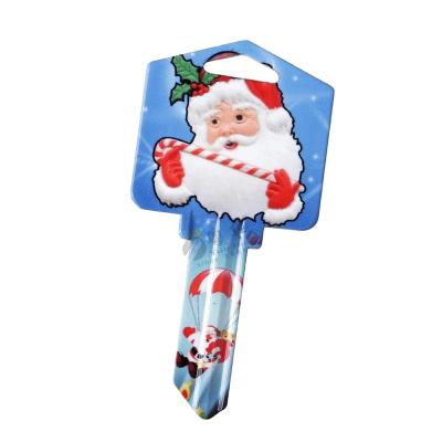 China Gift & open white Santa Claus Print Key Blank House Key Christmas Promotion Wholesale Price SC1 Color Design Key for Locksmith Supplies for sale