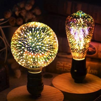 China Modern Colorful Light Bulb Decoration Fireworks LED 3D Light Bulb Creative Holiday Lights 3D Filament Fireworks for sale