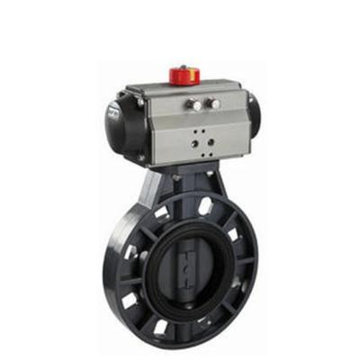 China UPVC Water Flow Control Pneumatic Butterfly Valve DN100 4 Inch Wafer Butterfly Valve for sale