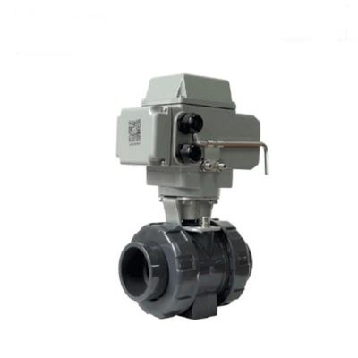 China Plastic UPVC Electric Ball Valve Thread Connection For Water Acid And Corrosive Liquid for sale