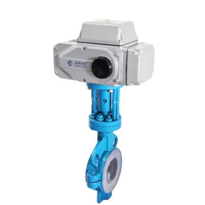 China DC 24V 2 Inch Wafer Fluorine Electric Butterfly Valve With On / Off Feedback Signal for sale