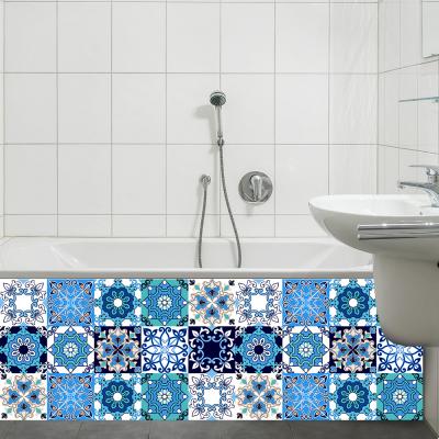 China 10/15/20cm Removable Waterproof Self Adhesive Crystal Hard Film Sticker Tiles Blue For Flooring Waterproof PVC Wall Stickers for sale