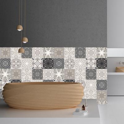 China 10pcs Retro Gray Tile Sticker Kitchen Bathroom Waterproof Oil-proof Wall Stickers Home Decor Removable Waterproof Self Adhesive Decoration for sale