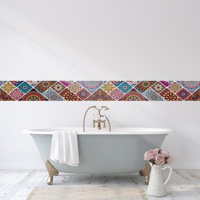 China Home Decor Tile Self-adhesive Mandala Style Bright Film Strip Wall Oil-proof Stick 10*50/15*75/20*100cm Colorful Removable Waterproof Self-adhesive Sticker for sale