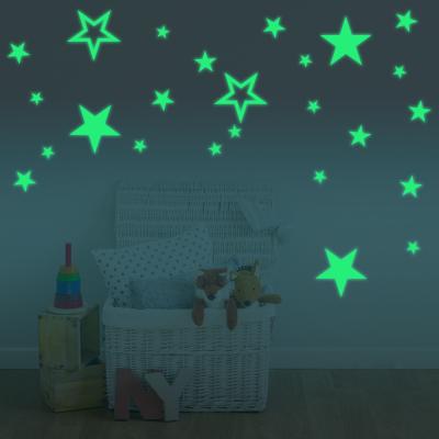 China Living Room Self-adhesive Waterproof Removable Fluorescent Home Decoration Bedroom Stickers Star Cavity 2pcs Wall Stickers for sale