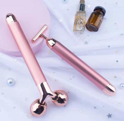 China Life Rose Quartz Jade Natural 3heads Electric Face Roller for Face for sale