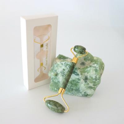 China Portable/Cool/Comfortable Custom Natural Private Label Nephrite Facial Green Jade Skin Face Stone Double Rollers/Roller With Box For Sale for sale