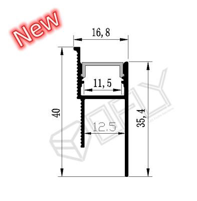 China 40*16mm gips LED Alu Profiel met PC-deksel voor LED-strookverlichting gemonteerd op 12mm gipsplaat Te koop