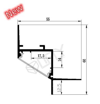 China 60 * 55mm Neues Design Deckenputz LED Alu Profil mit PC-Abdeckung für Led-Bandbeleuchtung auf 12mm Trockenwand montiert zu verkaufen