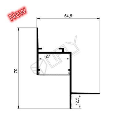 Cina 70*55mm Nuovo design di soffitto in gesso LED Profilo in alluminio con copertura PC Per illuminazione a strisce a led montata su muro a secco da 12 mm in vendita