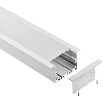 China El canal linear ahuecado de aluminio de plata U de las tiras de la luz del perfil forma 65*35m m en venta