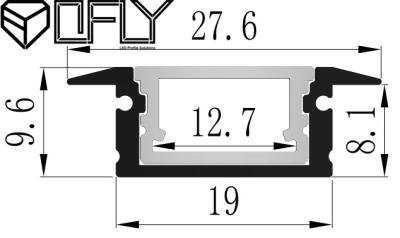 China Prenda impermeable ahuecada ligera linear 27.5*9.6m m de 3M los 2m el 1m del perfil de la prenda impermeable LED en venta