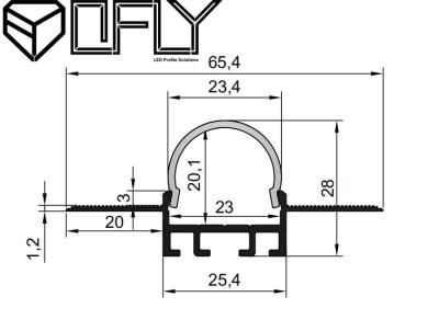 China De LEIDENE van het halve cirkelpleister Profielhuisvesting zette 6063 T5-Aluminiumlegering 65*28mm in een nis Te koop