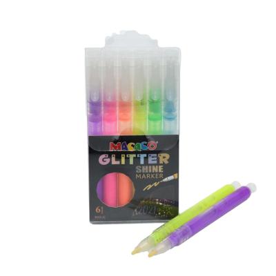 China Macaco 6/12colors Luminous Waterproof Liquid Pens DIY Art Drawing Painting Glitter Marker Colors for sale