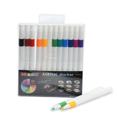 China Bright Colors Customized Logo Luxury 12colors Acrylic Color Marker Pen Set For Art Drawing Painting for sale