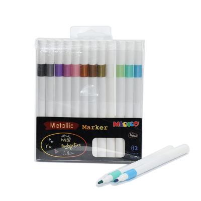 China 12colors Luminous Colors Wholesale Color Marker Pen Set For Art Drawing Metallic Paint for sale