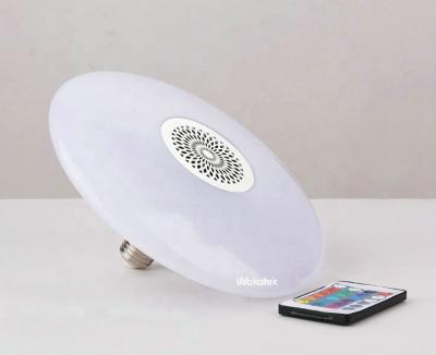 China Modern Color Changing WAKATEK 18W 24W 48W Lamp UFO 18W RGB Remote Control Musical Speaker Led Music Bulb Lamp Light for sale