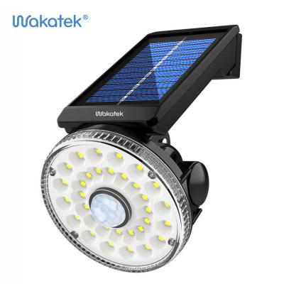 China WAKATEK 3 Heads Solar Powered Solar Powered Outdoor Wall Light Modern Dimmable LED Lamp Waterproof Solar Motion Sensor for sale